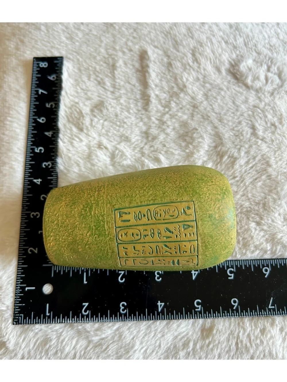 Vintage Summit Collection Green Ceramic Vase with Hieroglyphic Design